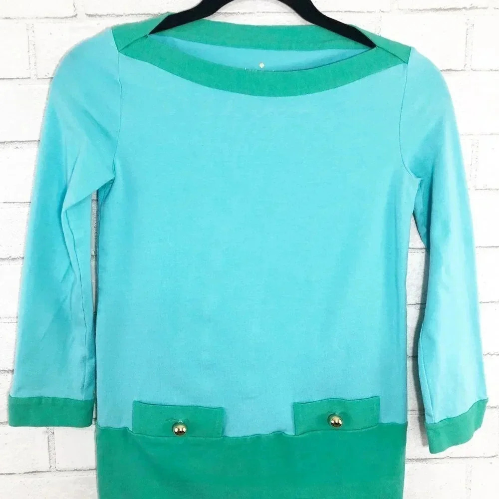 Kate Spade Blue & Green Pullover Shirt, Size XXS - Picture 2 of 8